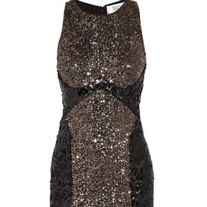 Badgley Mischka Bronze & Black sequins dress sz 0